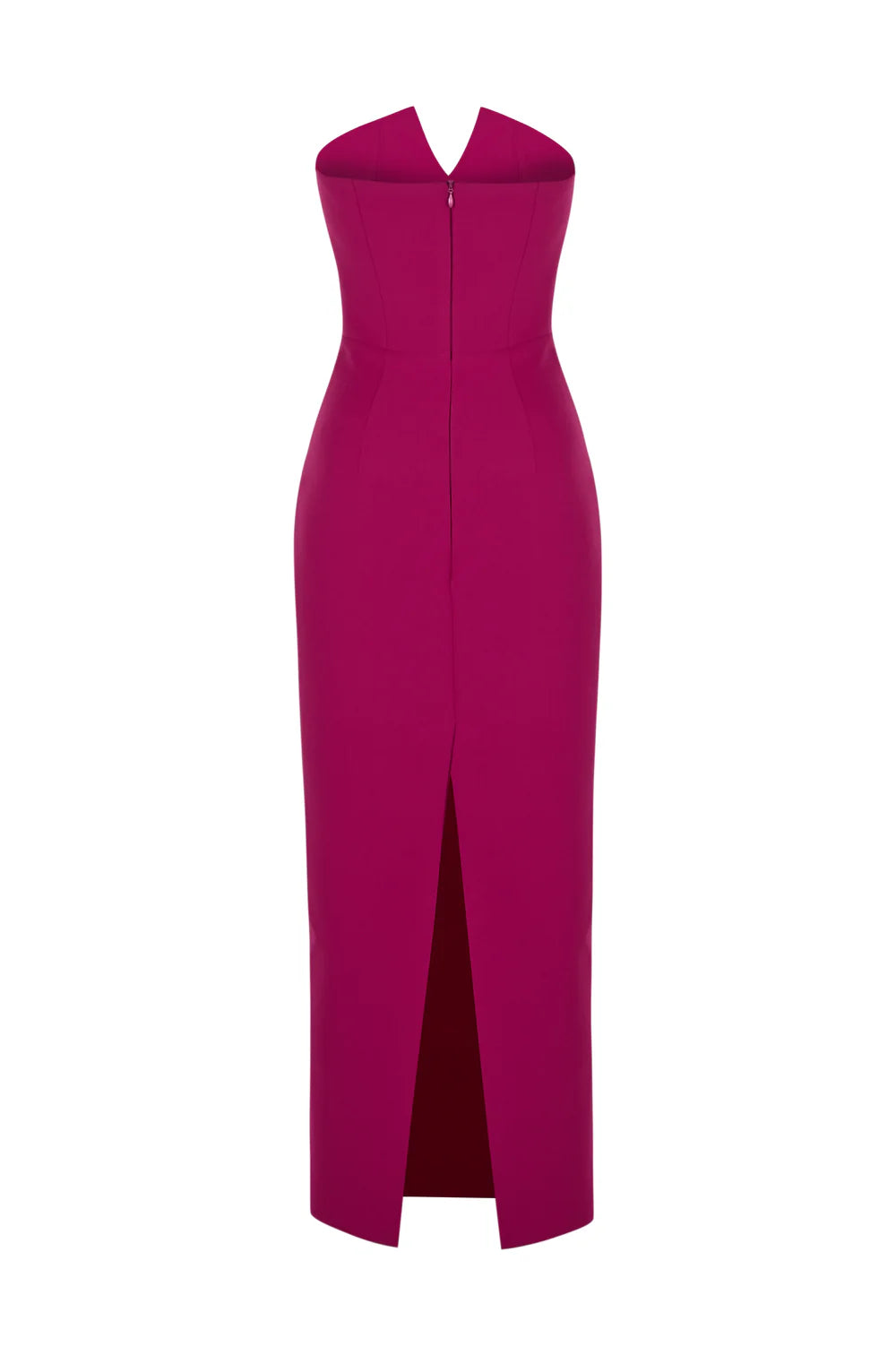 Crystal Embellished Strapless Crepe Dress - Fuschia