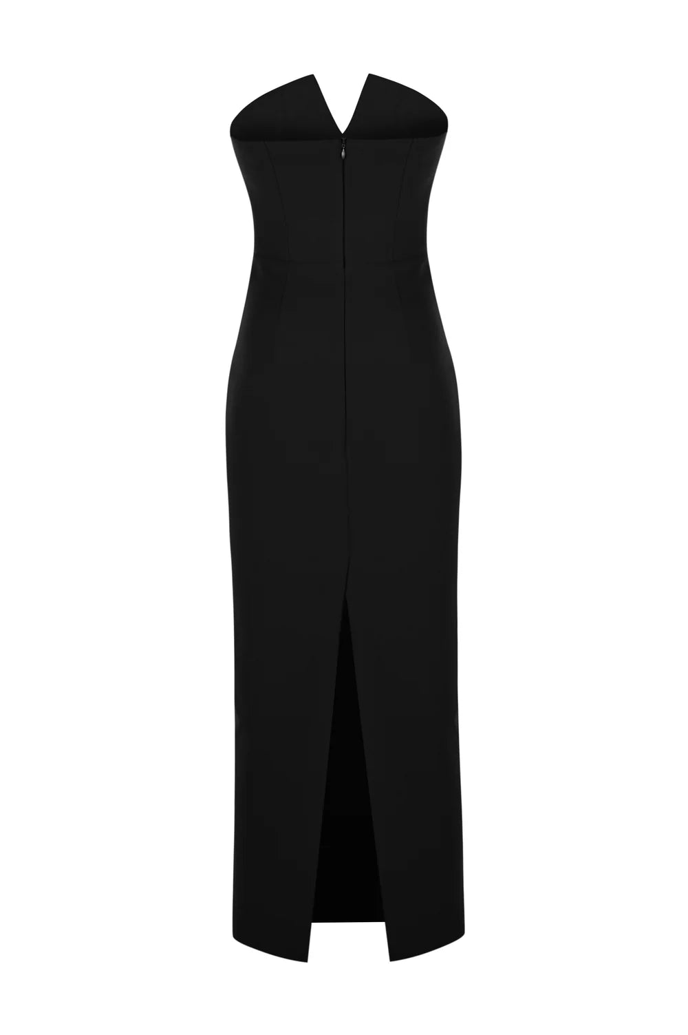 Crystal Embellished Strapless Crepe Dress - Black