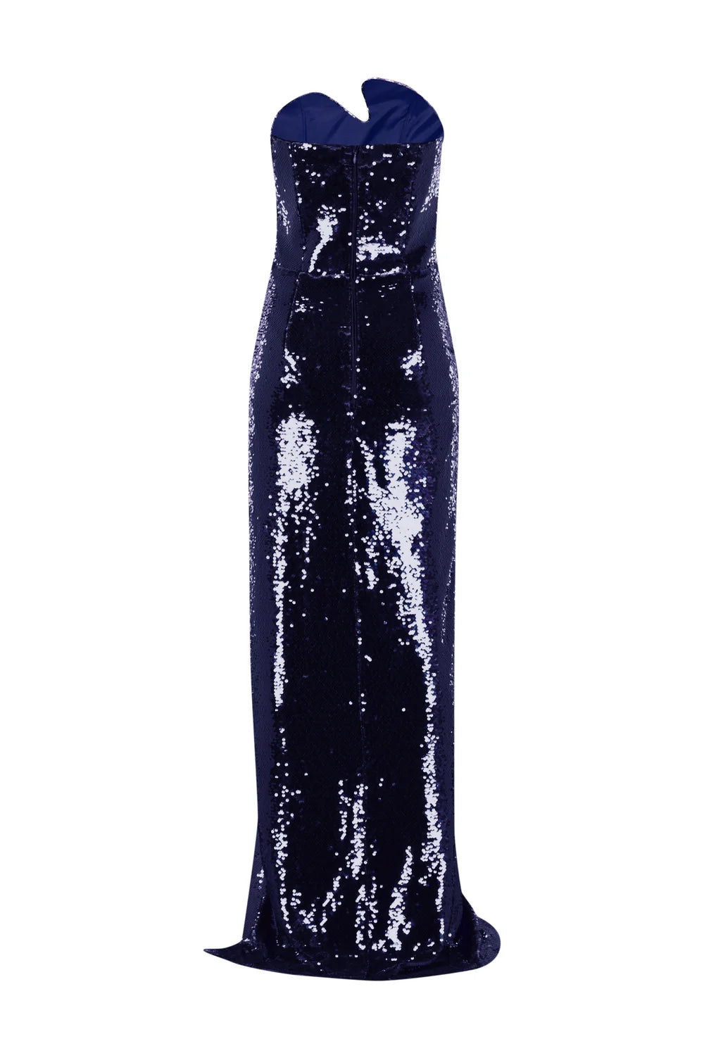 Asymmetric Neckline Sequined Maxi Dress - Navy
