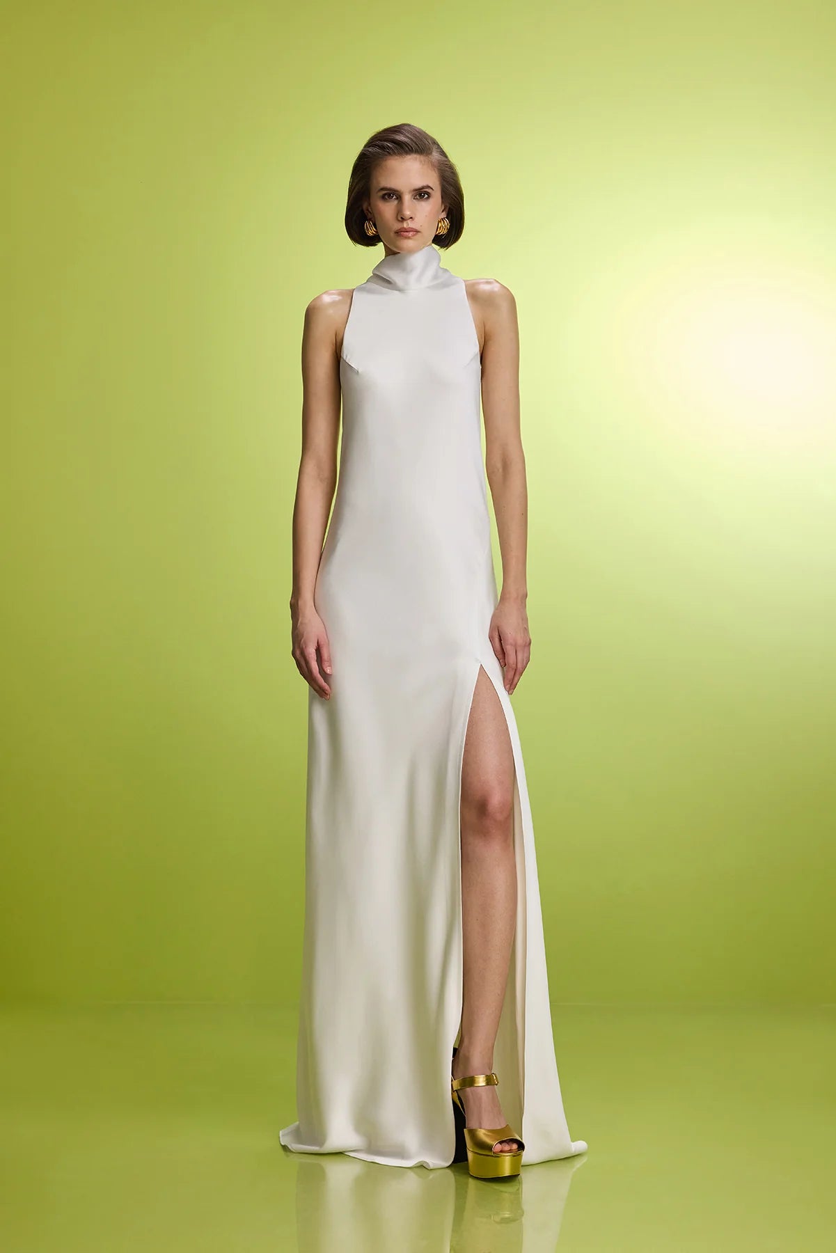 Halter Neck Maxi Dress- Ecru Pinyor Halter Neck Maxi Dress- Ecru Pinyor