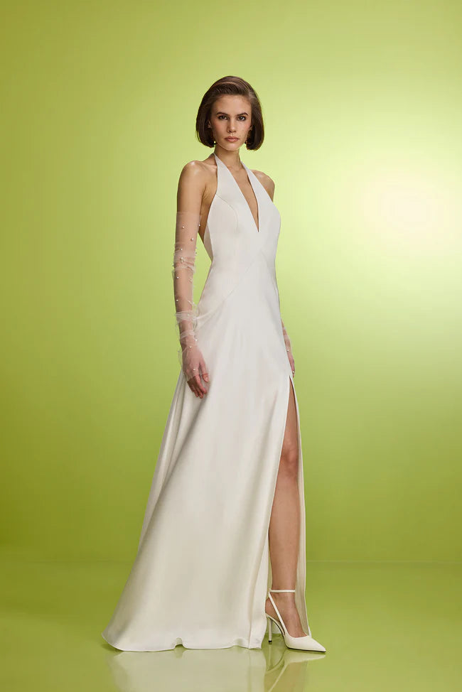 V-Neck Maxi Dress- Ecru