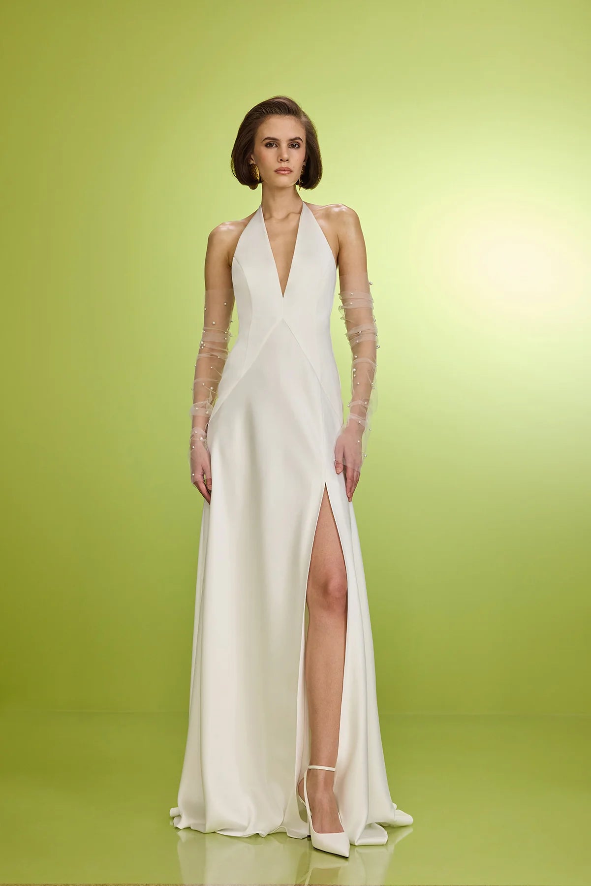 V-Neck Maxi Dress- Ecru