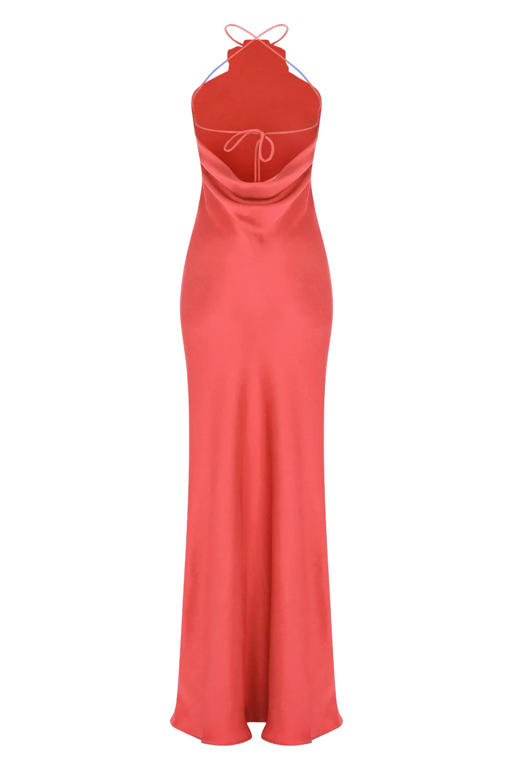 Halter Neck Dress With Flower Brooch - Coral
