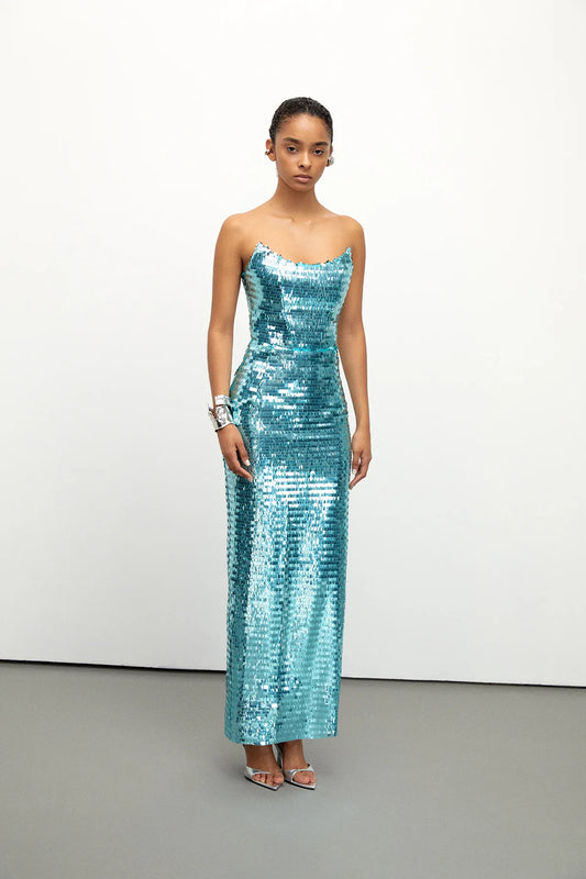 Strapless Sequined Green Dress