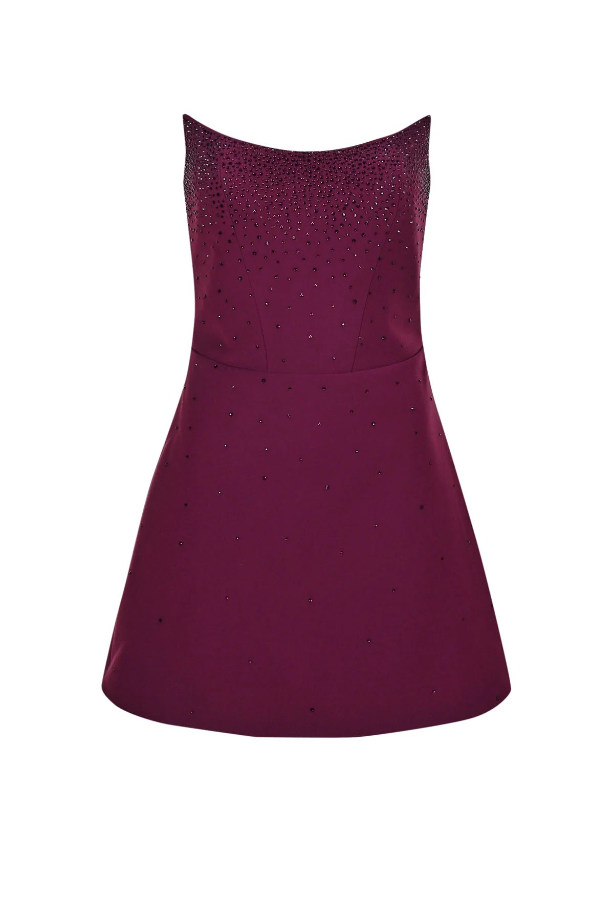 Crystal Embellished Burgundy Mini Dress