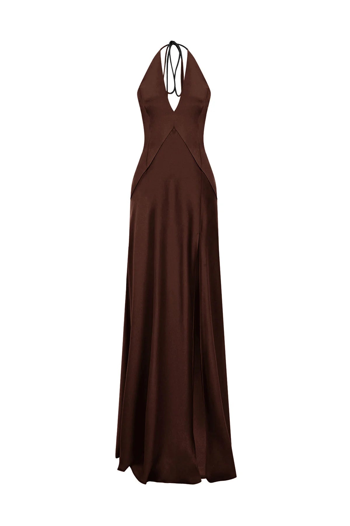 V-Neck Brown Maxi Dress