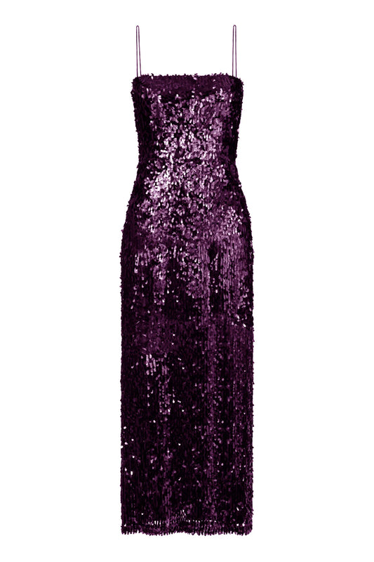 Sequined Purple Midi Dress