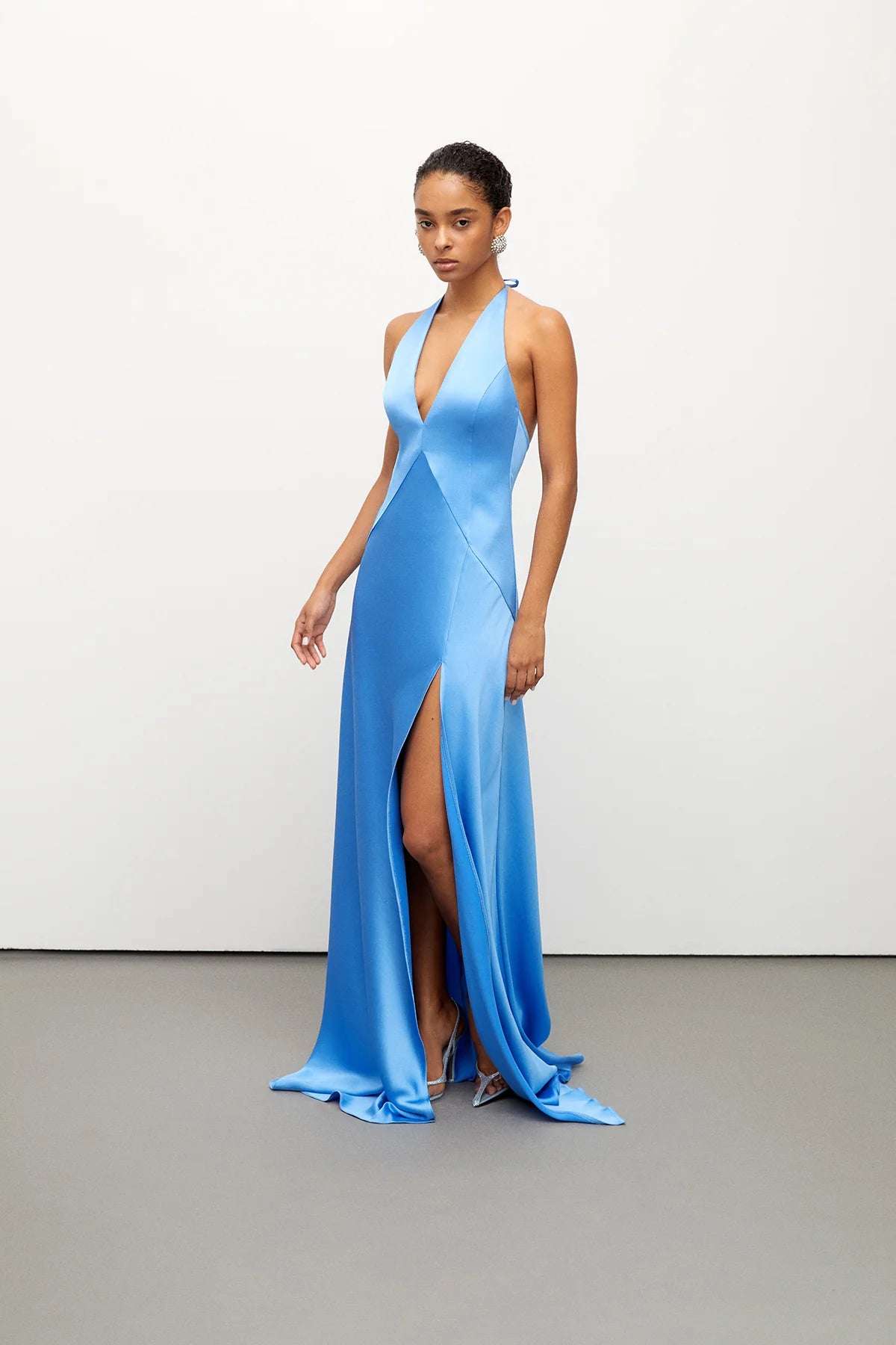 V-Neck Maxi Dress- Blue