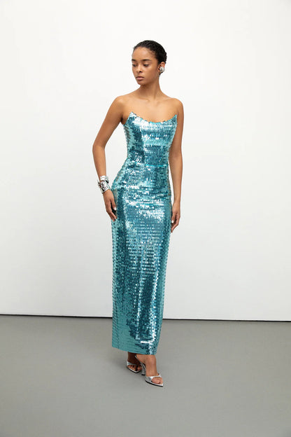 Strapless Sequined Green Dress