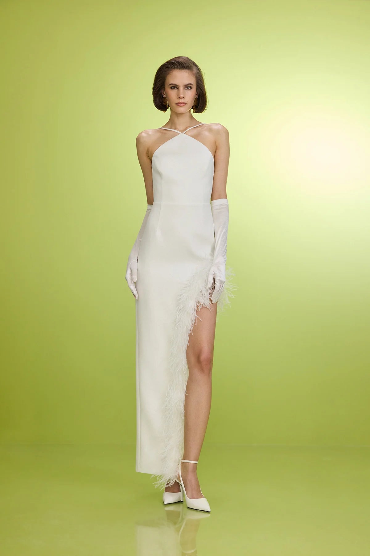 asymmetric feather dress Black Strapless Feather Trim Asymmetrical Midi Dress Black / XS