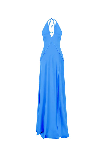 V-Neck Maxi Dress- Blue