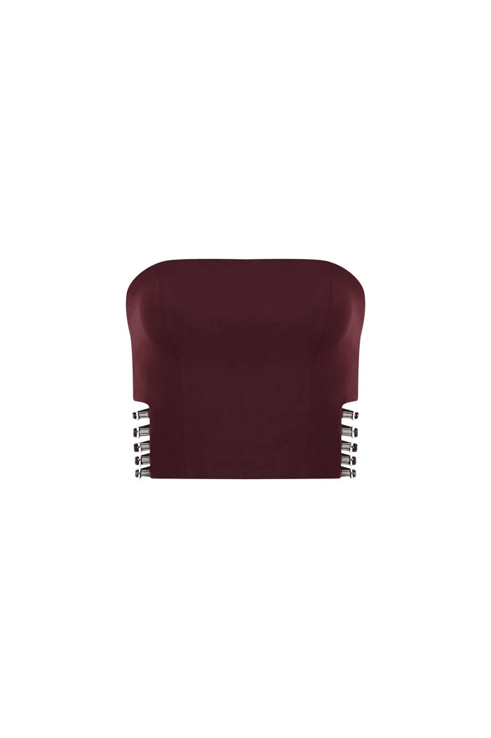 Power Trip Top In Burgundy