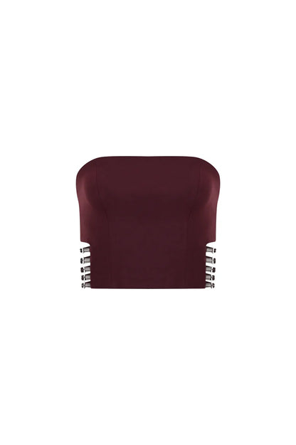 Power Trip Top In Burgundy