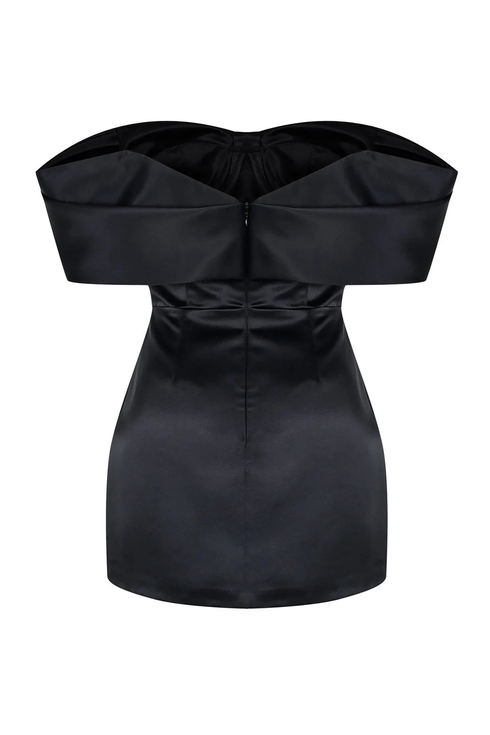 Off-The-Shoulder Mini Satin Black Dress